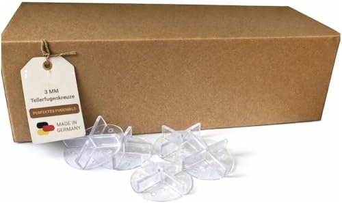 Miko® Fugenkreuz mit Teller 100 Stk. 3mm Fuge zur Plattenverlegung im Splittbett transparent unsichtbar zur Verlegung von Fliesen, Pflastersteinen, Plattenverlegung, Terrassenplatten verlegen Splitt