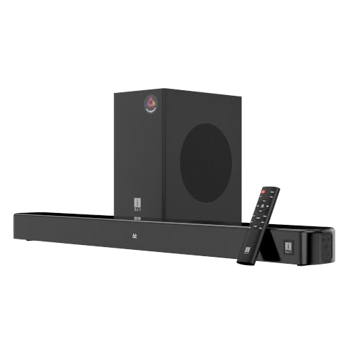 Image of iBall Cinebar 100 220W Soundbar, 2.1 Channel, Deep Bass, 16.5 cm Subwoofer, AuralSphere Surround Audio, Quad Driver Audio, BT v5.3, HDMI ARC, Optical, USB, AUX, LED Display, Wall Mountable, EQ Modes