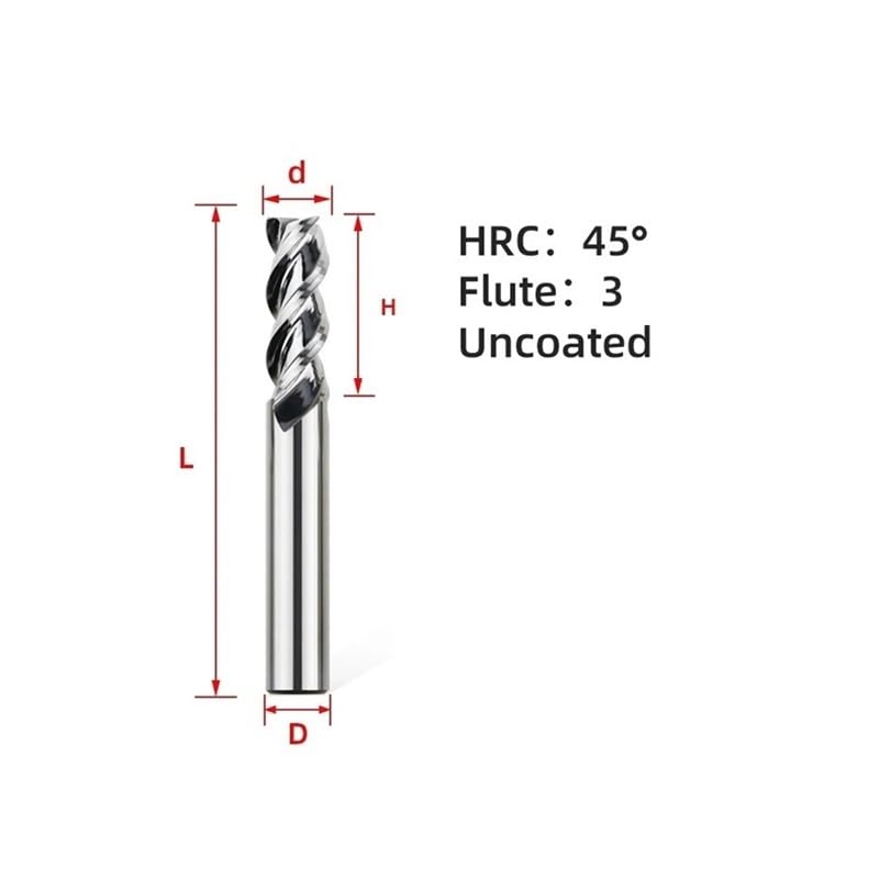1/5/10 pezzi D6-d20 3 taglienti fresa in metallo duro HRC45/55 fresa in tungsteno for utensili CNC pannello composito in alluminio carburo solido(10pcs HRC45 3F,D10xD10x150L)