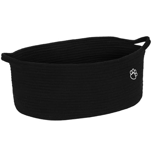 Image of Optish Dog Toy Basket, 30L Toy Box and Bin for Dog Cat Storage, 19.7 inch X 11 inch X 7.9 inch Large Woven Rope Basket for Blankets, Living Room, Bedroom, Black