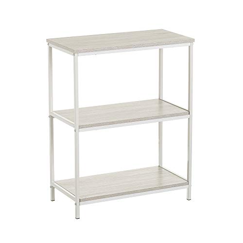 LOLAhome Estantería de Metal Negro con estantes Urban Industrial (Blanco 3 estantes 76x60 cm)