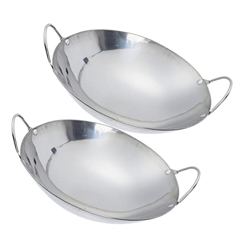 Sartén Wok de acero inoxidable, 2 piezas, con asas dobles miniatura 1