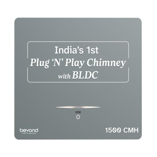 Image of Beyond Appliances Cube Pro Plug N Play BLDC Ductless Kitchen Chimney | 1500 CMH| Auto-Clean| 5-Stage Charcoal Activated Filter +4Yr Warranty| 3-way Suction| 15Yr Motor + 2Yr Warranty| 45dB| 60cm| Grey