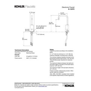 Kohler K-13472-CP AC Powered Bath Faucet Less Drain 0.5GPM Chrome - image 3