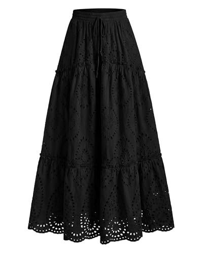 Image of BTFBM Eyelet Long Skirts for Women Beach Vacation