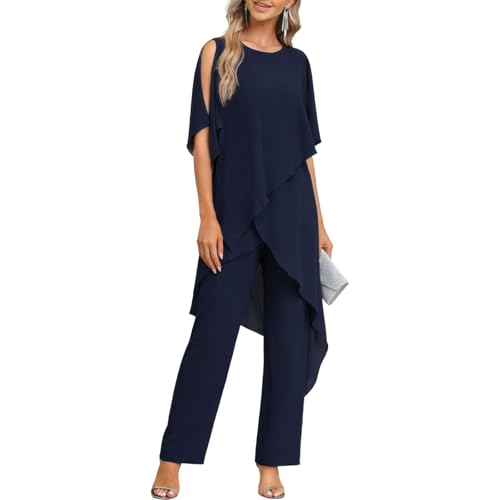 CBZDJX Chiffon Mother of The Bride Pants Suit for Women 2 Pieces Dressy Grandmother Pantsuits Formal...