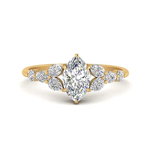 Bague fleur fendue marquise plaqué or pour une demande unique