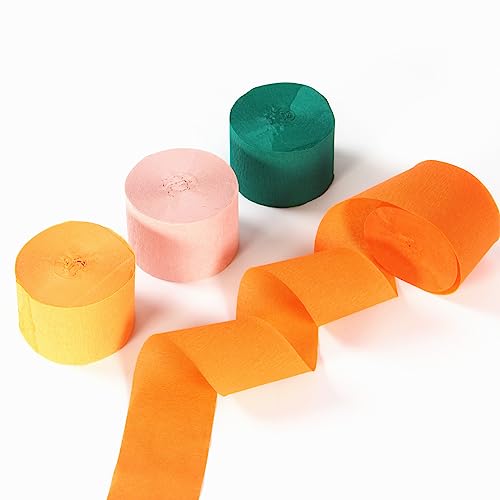 Image of Pink Orange Green Party-Decorations Streamers - 8 Rolls Little Cutie Baby Shower Crepe Tissue Paper Streamer,Spring Summer Fall Autumn Garland Decor,Wedding Bridal Shower Birthday Favors Panduola