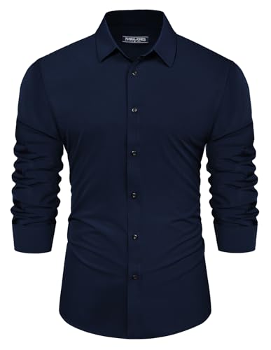 PJ PAUL JONES Mens Long Sleeve Button Down Shirts Wrinkle Free Stretch Untucked Dress Shirts Business Casual Shirt4