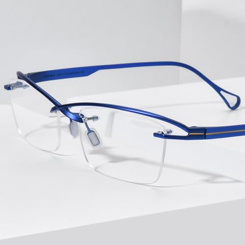 Image of FONEX Pure Titanium Glasses Frame Men Semi Rimless Square Eyeglasses Eyewear DTX416