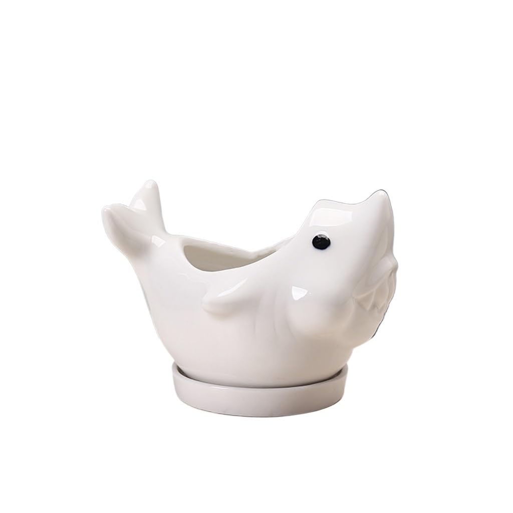 GELASIGE Flower Pots Ceramic Succulent Flowerpots, Dolphin Animal Flowerpots, Home Desktop Decoration Outdoor Flower Pots(B)