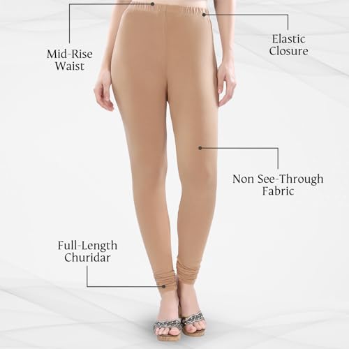 Image of TRASA Ultra Soft Cotton 4 Way Stretchable Churidar Solid Regular and Plus 20 Colours Leggings for Womens and Girls -Sizes :-M, L, XL, 2XL, 3XL, 4XL, 5XL, 6XL