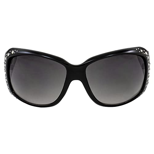 Rodeo Queen 2 Pairs of Fashion Riding Sunglasses for Women Black Frame w/Metal Cross Accent Piece Bling Rhinestones & Smoke Gradient Lenses2