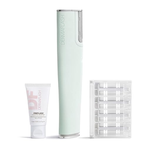 DERMAFLASH LUXE+ Sonic Dermaplaning Tool for Face Peach Fuzz Removal, Anti-Aging & Exfoliation, Seafoam
