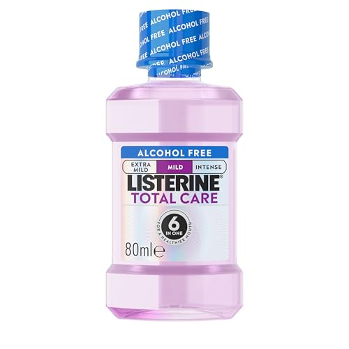 Listerine Total Care Mild Taste (Alcohol Free) Antibacterial Mouthwash (80ml) Fresh Mint Flavour with 6-in-1 Benefits