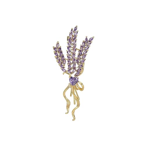 Broche lavande en émail délicat pour femme avec motif oreille de blé violette