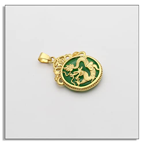 18K Gold Dragon Pendant Medallion Necklace2