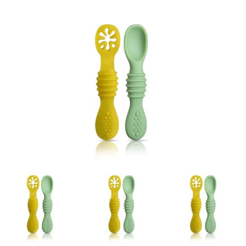 Image of Luvlap Baby - Led Weaning Silicone Spoons, Set of 2, First Stage Self-Feeding Baby Spoon Cum Training Spoons for Self Feeding, 6 M+, Gum Friendly, BPA Free, 11.4 Centimeter (Pack of 4)