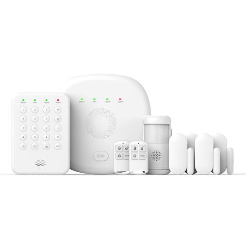 Sistema de Alarma para hogar Inteligente,Alarma de Seguridad inalámbrica WiFi con Sirena,sensores de Puertas/Ventanas,Control Remoto,Control por aplicación,Compatible con Alexa y Google