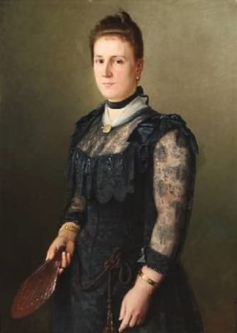 SERAVE Canvas Painting Art Prints Canvas Painting Posters Famous Portrait of a Noble Woman with a Fan by Carl Maria Seyppel for Hallway Decor 60x90cm