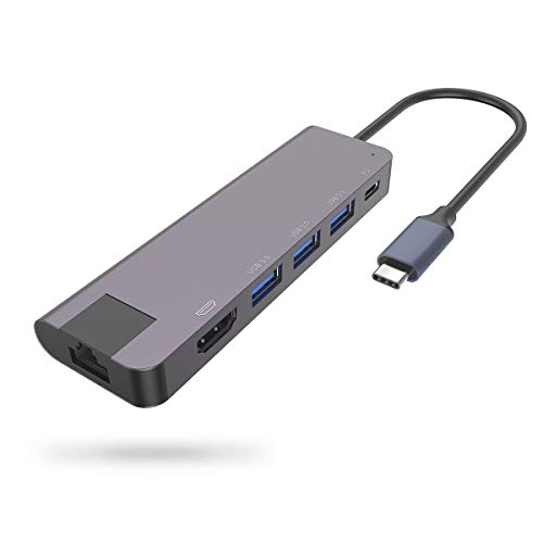Review USB C Hub Multiport Adapter-Baaletc 6 in 1 Type C Hub with 4K USB C to HDMI,RJ45 Ethernet Port,PD Power Delivery,3 USB 3.0 Hub Type C Adapter for MacBook Pro/Air/Type C Laptops