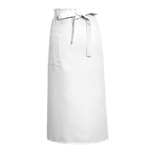 CADANIA Tablier de Cuisine Tablier mi-Long et à la Taille Longue, Uniforme des Chefs de Service de Restauration - Blanc