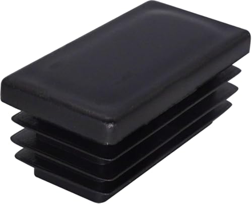 Image of (Pack of 6) Rectangular Plastic Plugs 63 /64 inch x 1-31 /32 inch (25 x 50 mm), Matt Tube Inserts, Fence Post Caps, Jet Black RAL 9005