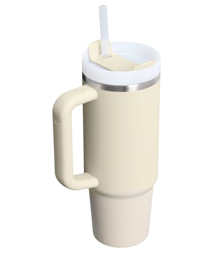 Image of STANLEY Quencher H2.0 Tumbler with Handle and Straw 30 Fluid Ounces| Flowstate 3-Position Lid | Cup Holder Compatible for Travel | Insulated Stainless Steel Cup | BPA-Free | Exclusive Toasted Almond