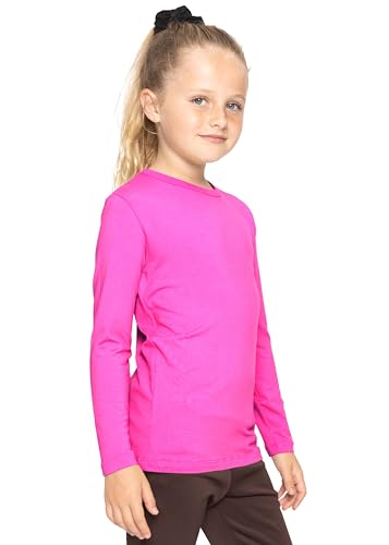 Image of Shirts for Girls Long Sleeve Crew Neck Top, Hoodie or 3 /4 Sleeve Soft Stretch Kids Lightweight Size 2-16