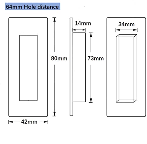 SYDARSYN 4 Pack Sliding Door Handle Tatami Cabinet Drawer Knob Rectangular Recessed Concealed Handles with Screws (Matte, 64mm) - Image 2