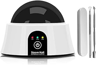 Steam Gel Nail Remover Machine, Steam Nail Polish Remover Nail Steamer for Nail Gel Polish Removal, No Damage to Nails (Black-White)
