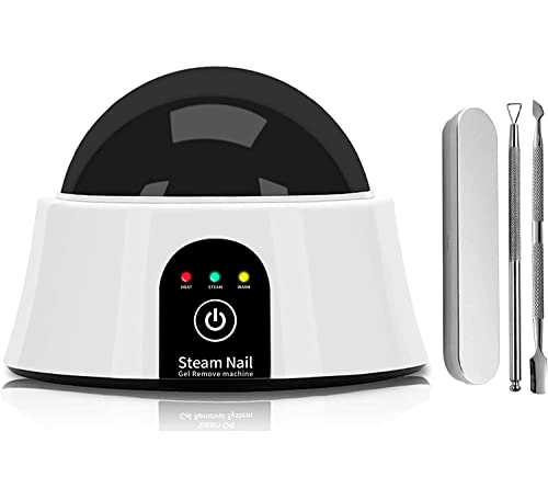 Electric Nail Soaking Bowl, Steam Nail Gel Polish Remover Machine Acetone Proof Acrylic Nail Remover Tool, with Cuticle Nail Pusher (Black)