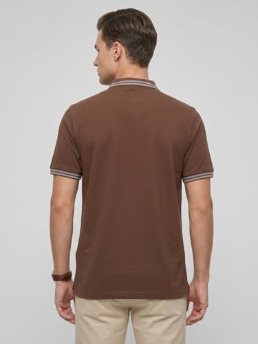 Image of Raymond Men Modern Fit Solid Pattern Pure Cotton Polo Neck Half Sleeve Casual T-Shirt