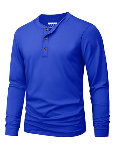 Image of MAGNIVIT Men's Long Sleeve Henley Shirts Cotton 3-Button Spring Casual T-Shirts Solid Color Soft Basic Tops 2026