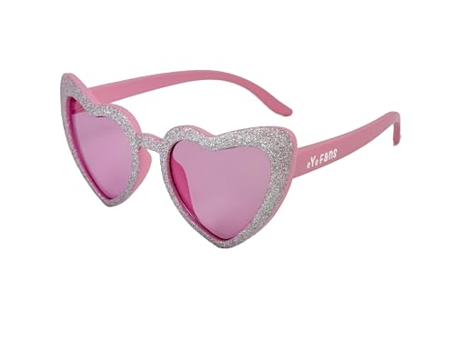 SUKIDA Heart Shaped Kids Sunglasses for Boys Girls Toddlers Barbie Sparkly Cute Cartoon Stylish Beach Outdoor Summer Pool Party Bendable Flexible UV400 TPEE Frame BPA-free Age 3-10 Rose Sparkling