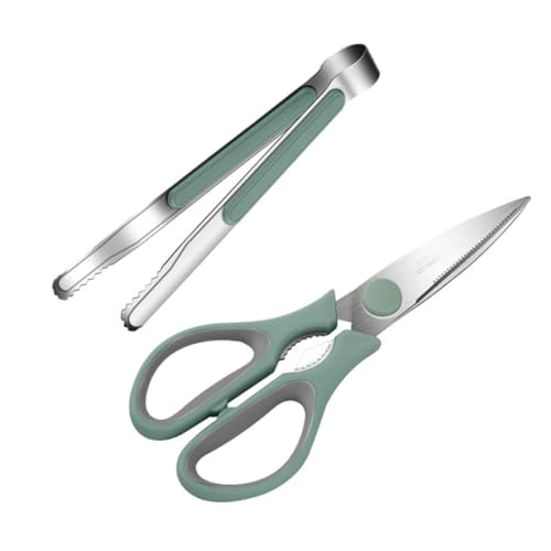 SOLUSTRE 2-piece Food Scissor Clip Tool Set Bbq Scissors for Kitchen Cooking Tongs Non-slip Design Comfortable Grip