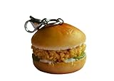 Fried Chicken Sandwich Charm, Key Chain, Necklace, Polymer Clay Mini Food Jewelry (jump ring)