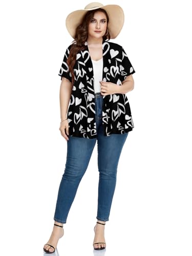 Image of LARACE Short Sleeve Cardigans for Womens Summer Tops Casual Plus Size Open Front Lightweight Cover Up