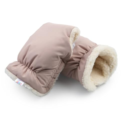DANKA Handwärmer Kinderwagen Handschuhe Handmuff mit warme Fleece und Baumwolle Innenseite Wasserdicht und Winddicht Stroller Handmuff Universalgröße für Kinderwagen Buggy (Beige)