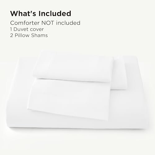 Bedsure Silky Cooling Duvet Cover King Size - 100% Rayon Derived from Bamboo Comforter Cover Set for Hot Sleepers, Breathable & Moisture-Wicking Bedding Set, White