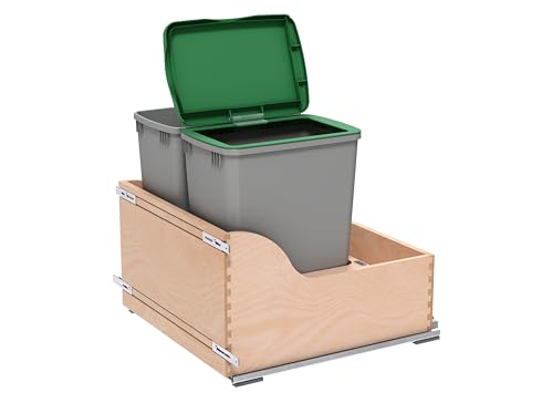 Contenedor doble metálico para basura 32 Qt con tapa para mueble 24" miniatura 6