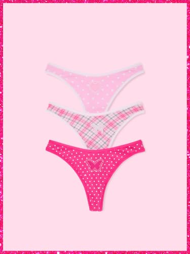 Victoria's Secret PINK | Elle 3-Pack Cotton Thong Panties, Elle Pink Pack, M - image 4