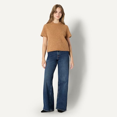 Image of Amazon Essentials Women's Relaxed-Fit Faux Mohair Short Sleeve Sweater Top