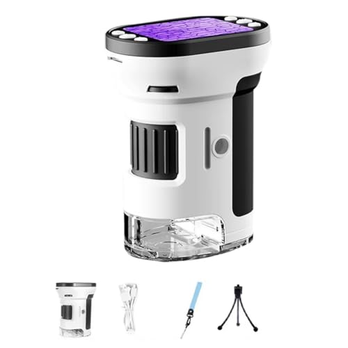 Asyduey Microscopio de Mano 1000X para Niños, Pantalla 4K de 2,0 Pulgadas, Microscopios Digitales de Bolsillo Recargables, Lentes de Aumento, Microscopio