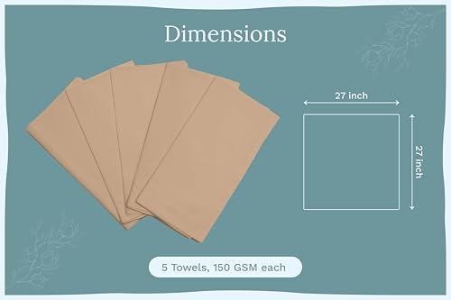 Image of Beige Flour Sack Tea Towels - 100% Organic Cotton, 5 Pack, 27 inchx27 inch, Highly Absorbent Beige Dish Towels - Versatile Lint-Free Kitchen Towels for Baking - Customizable and Easy to Embroider (5 Pack)