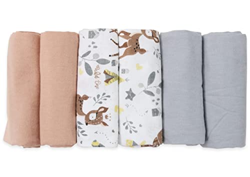 FENSILO Molleton Cloths, Pack of 6 Flannel Nappies Made of 100% Cotton, 80 x 80 cm, Molleton Nappies, Burp Cloths