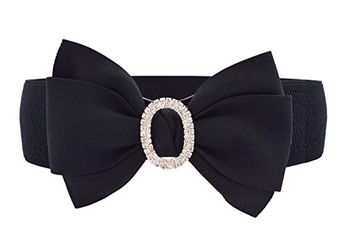 TY belt Ceinture Élastique avec Boucle Nœud Papillon Chic -Femmes (noir) Cover