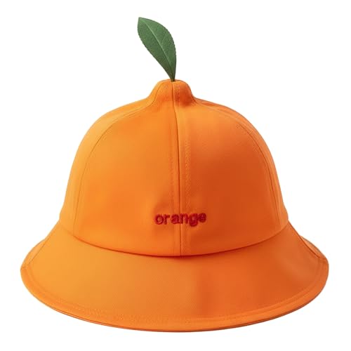 Chapeau de pêcheur orange TINAYAUE avec feuille brodée pour femme d'été