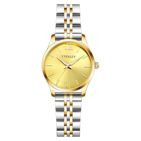 VXFAIZY Women's Simplicity Watch Water Resistant Casual Watch for Women (Silver-Gold Gold) Cover