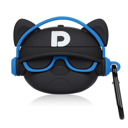 Image of Prolet Cute 3D Bulldog Fashion Character Silicone Cases Compatible with AirPods Pro Case Cover New 3D Design Shockproof Protective Case for Airpod Pro Case[ AIRPOD NOT Included]-Bulldog D Black & Blue